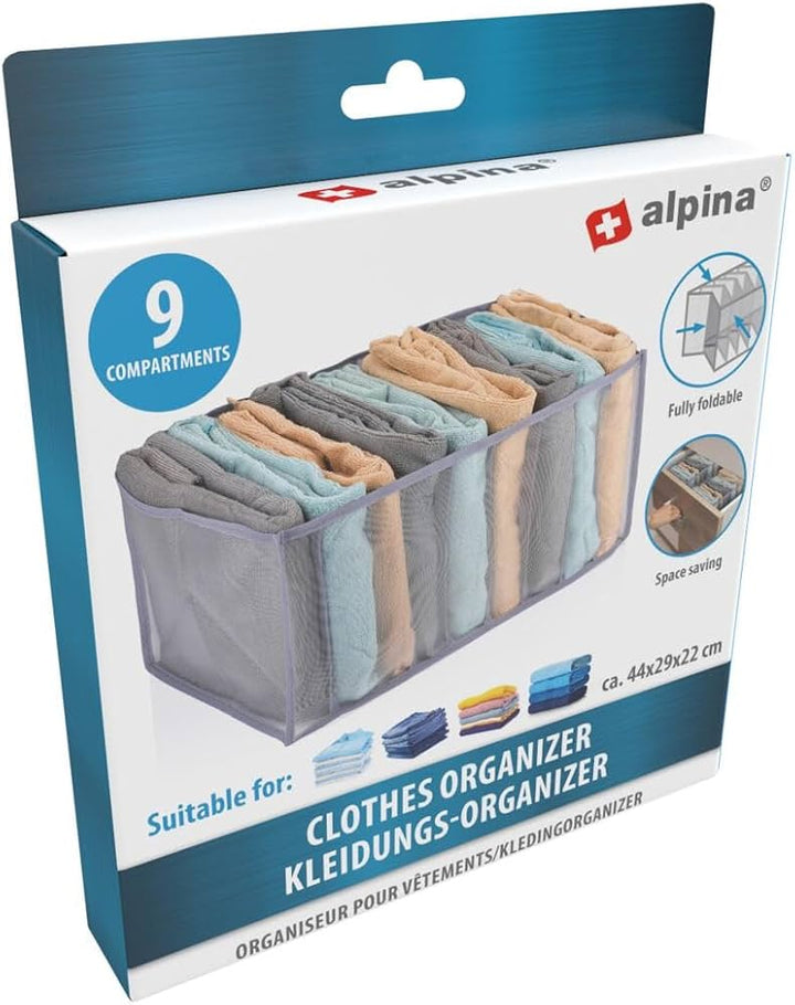 Alpina - Klädförvaring med 9 fack - 44 × 29 × 22 cm