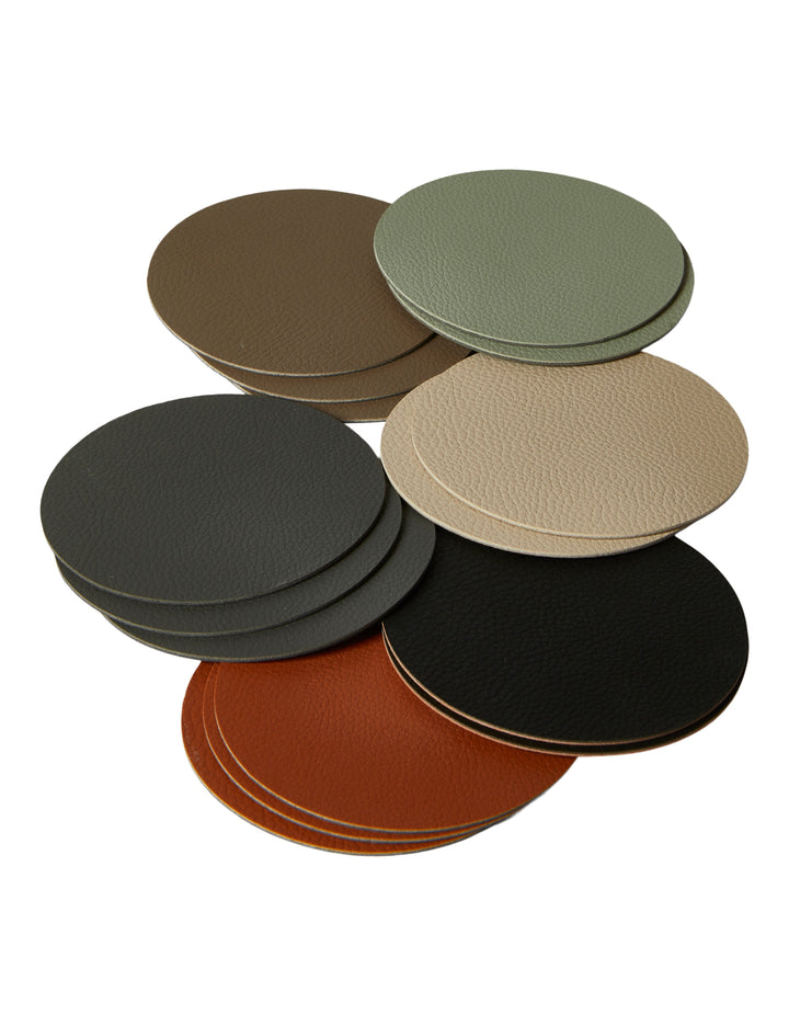 Underlägg PU-läder - Ø10 cm 6 st. ass. färger