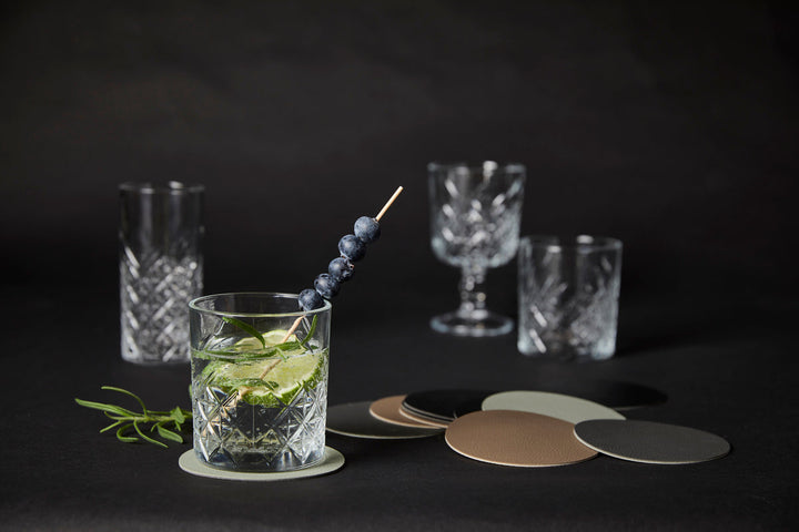 Underlägg PU-läder - Ø10 cm 6 st. ass. färger