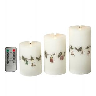 LED-vaxljus 3 st. julgirlang - med fjärrkontroll