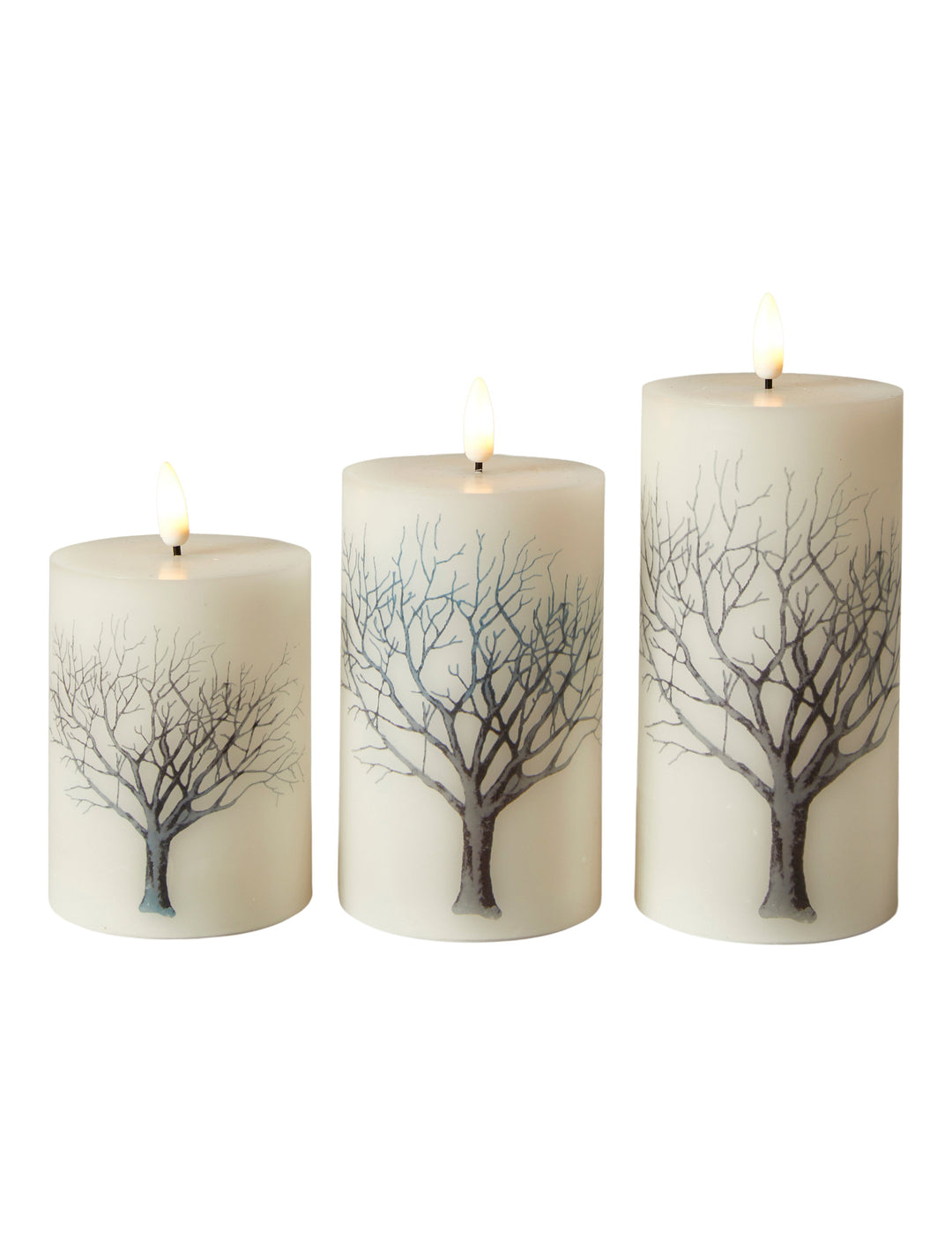 LED-blocklampor - 3 stycken med trämotiv och fjärrkontroll