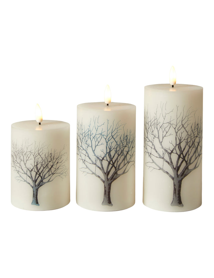 LED-blocklampor - 3 stycken med trämotiv och fjärrkontroll