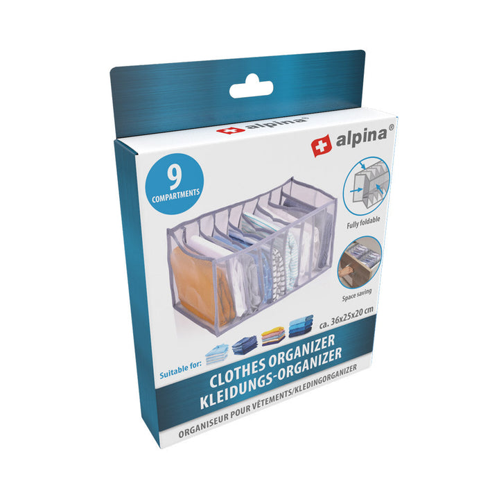 Alpina - Klädförvaring med 9 fack - 36x25x20