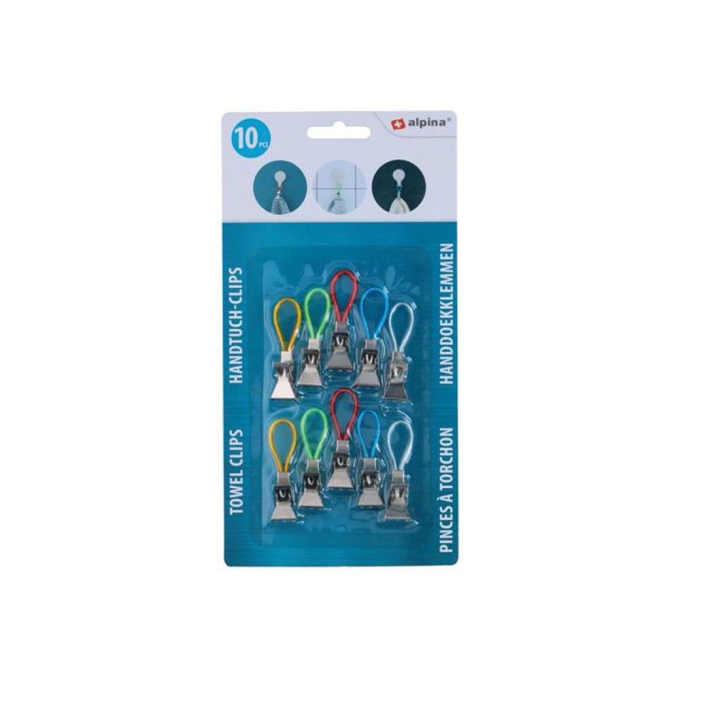 Alpina - Handduksklämmor 10 stycken, olika färger