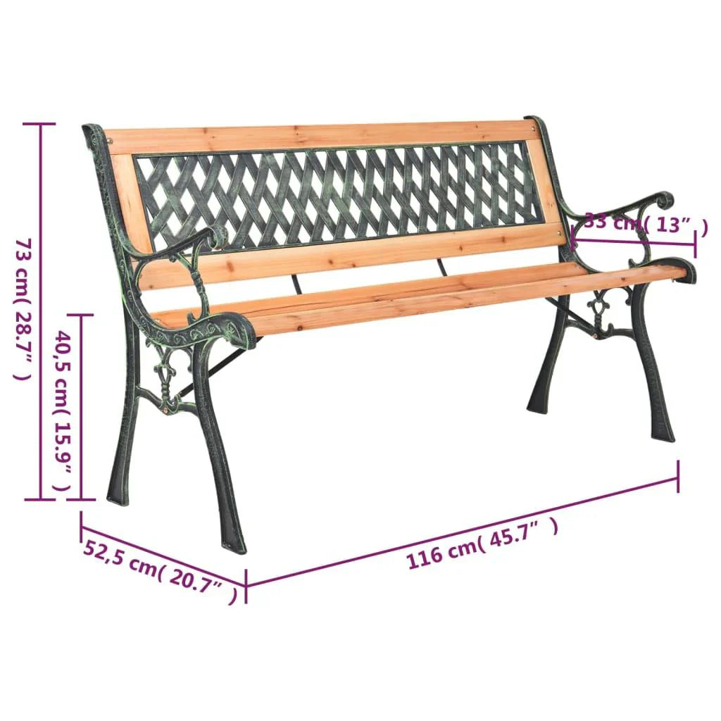 Lifetime Garden - Trädgårdsbänk i gjutjärn och massiv gran - 116 cm