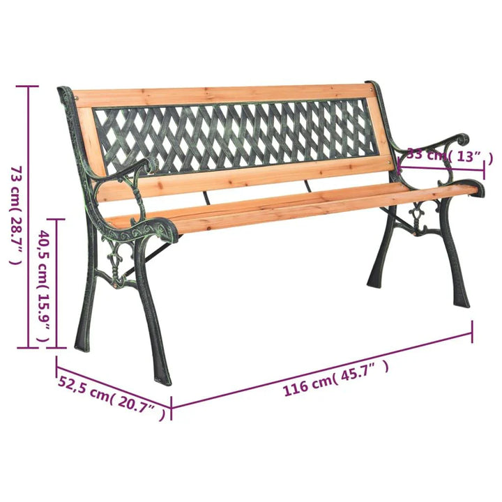 Lifetime Garden - Trädgårdsbänk i gjutjärn och massiv gran - 116 cm
