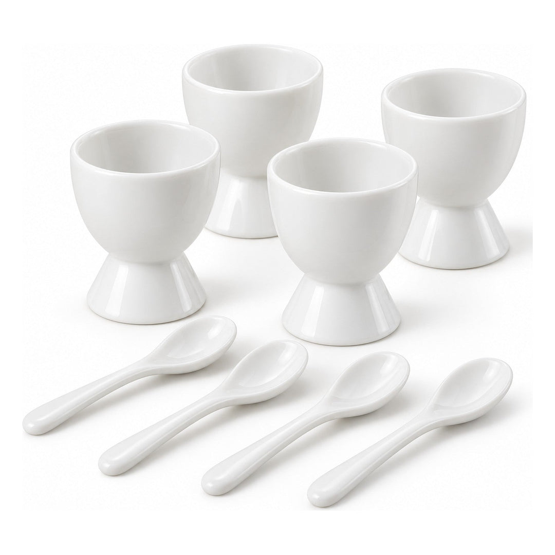 Æggebægre porcelæn med ske 8 dele