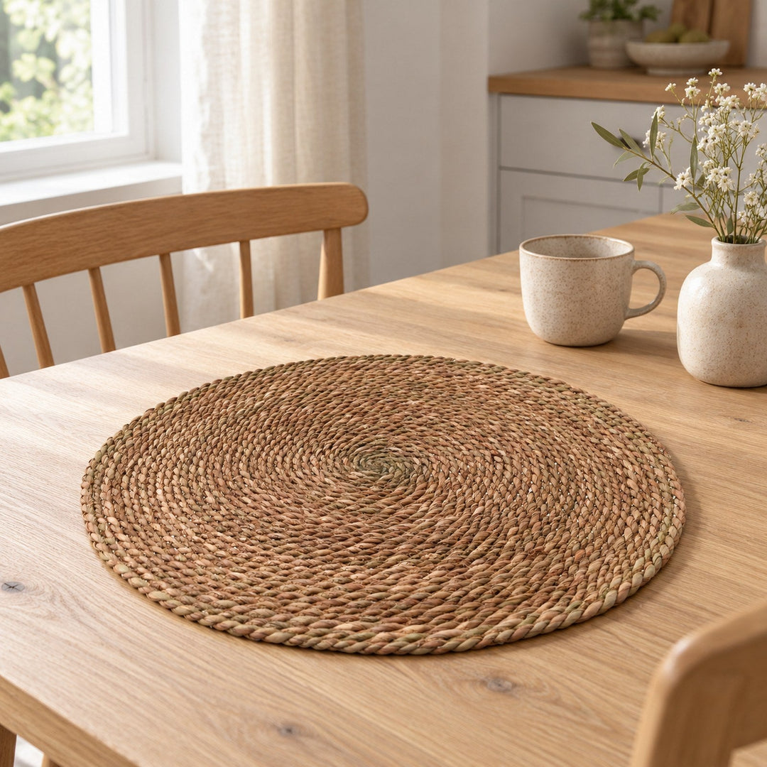 Dækkeserviet rattan Ø38 cm i stuen eller køkkenet