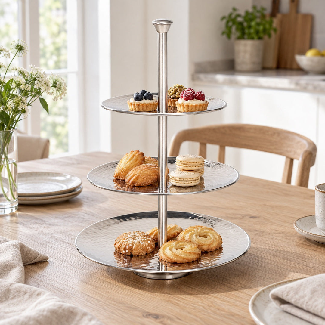 Etagere 3 etager hamret metal, flere sammen
