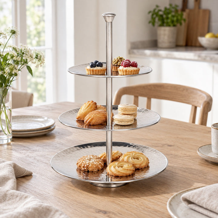 Etagere 3 etager hamret metal, flere sammen