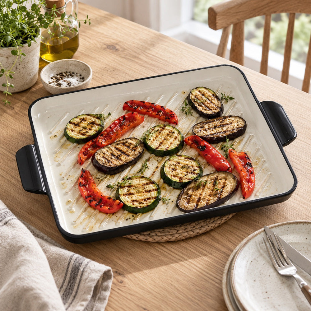 Grillpande støbejern 36x26 cm derhjemme