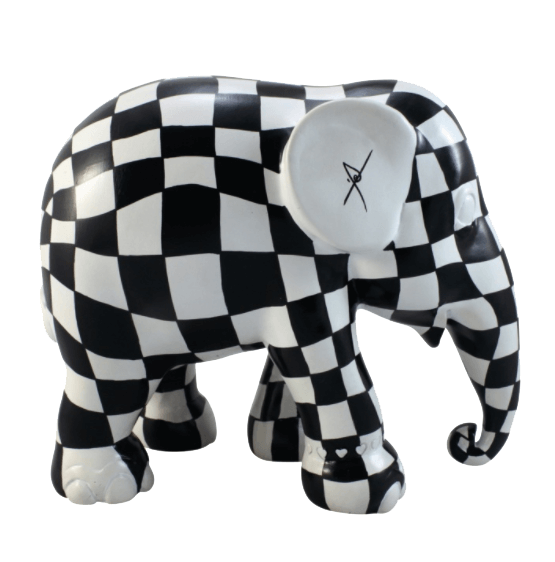 Elephant parade - Svart och vitrutig – 15 cm.