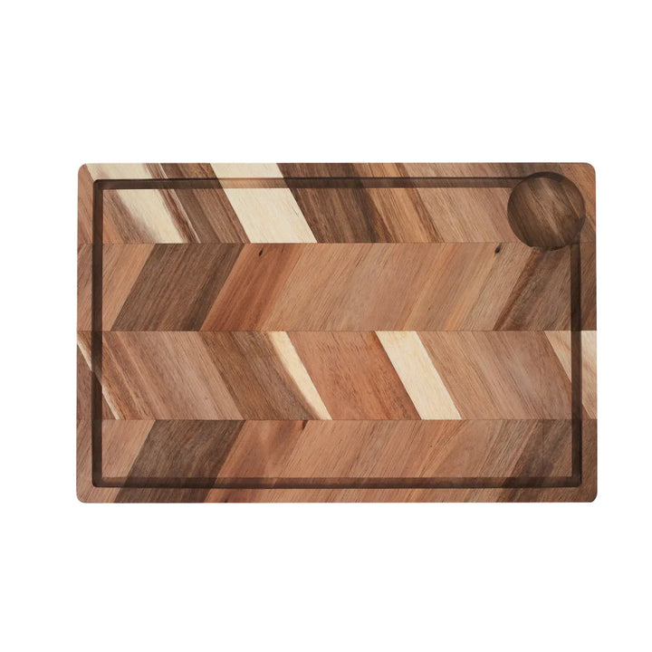 Aida - Skärbräda med saftspår 40x26x3 cm fiskbensmönster akaciaträ