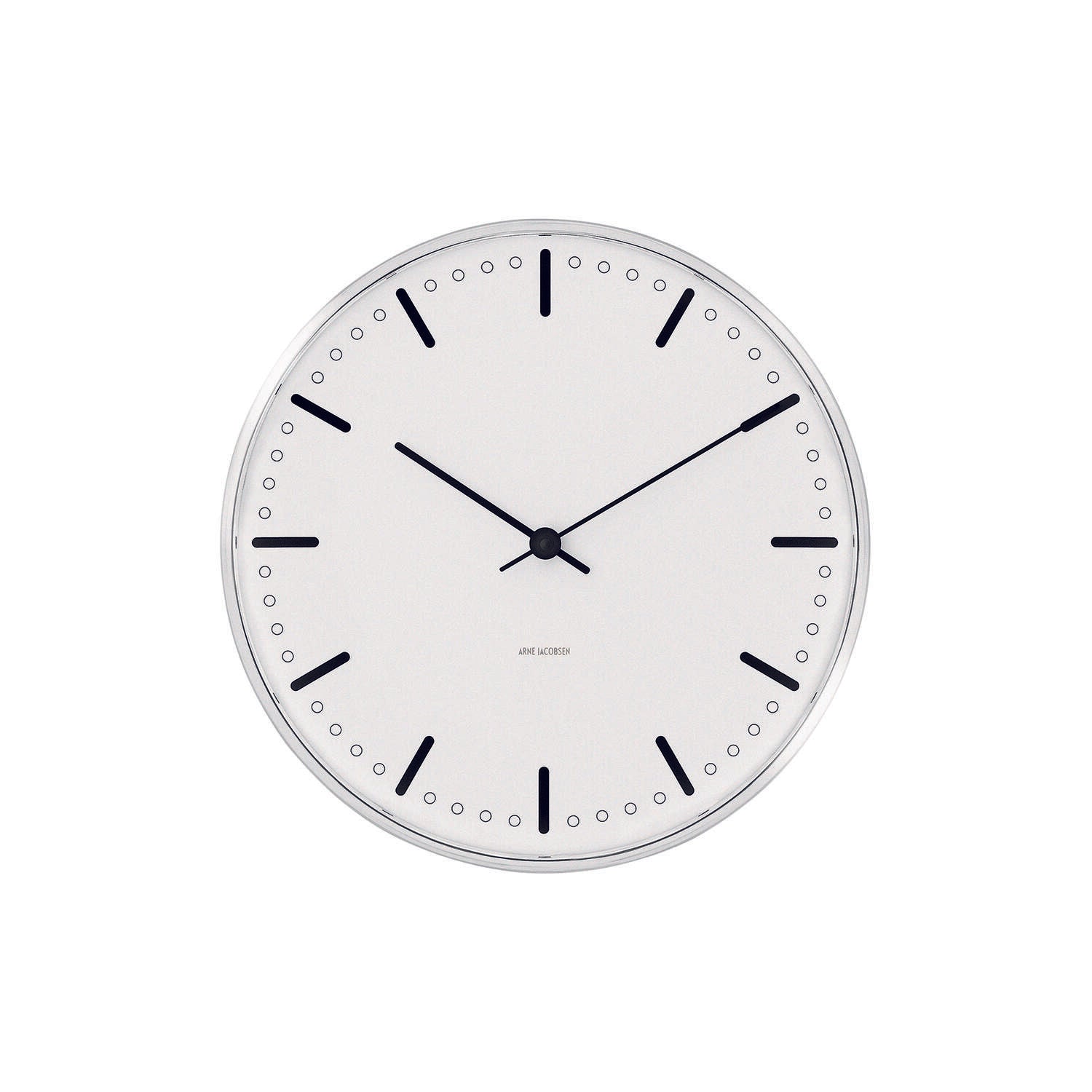 Arne Jacobsen - Stadshusets väggklocka Ø16,5 cm vit/svart