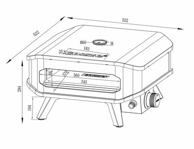 Cozze - 13" gaspizzaugn - med termometer och pizzasten 5.0KW