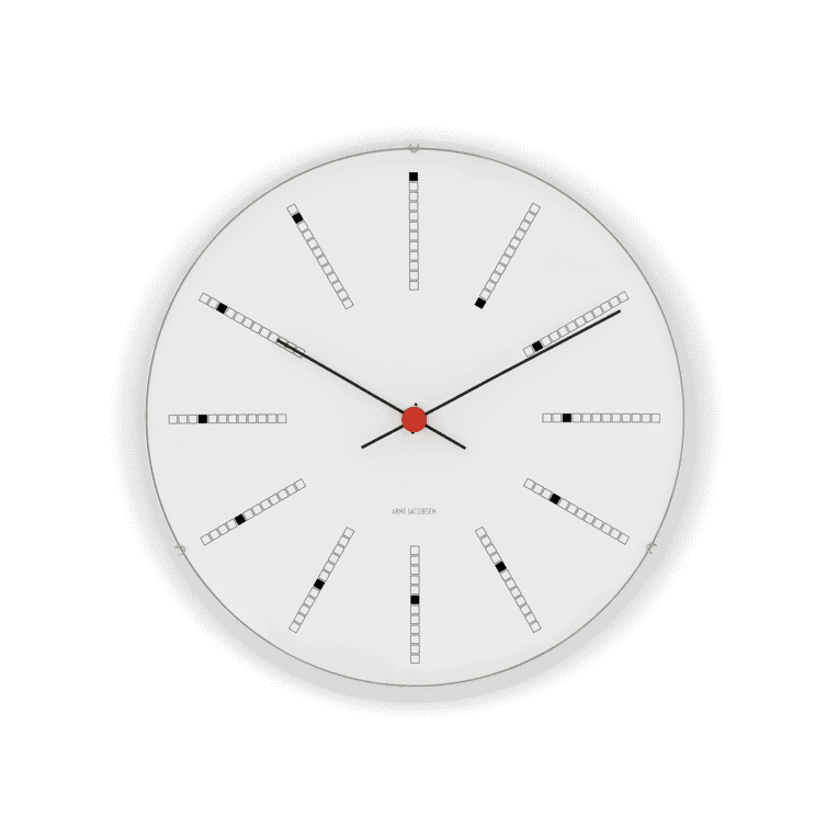 Arne Jacobsen - Bankers väggklocka Ø21 cm vit/svart/röd