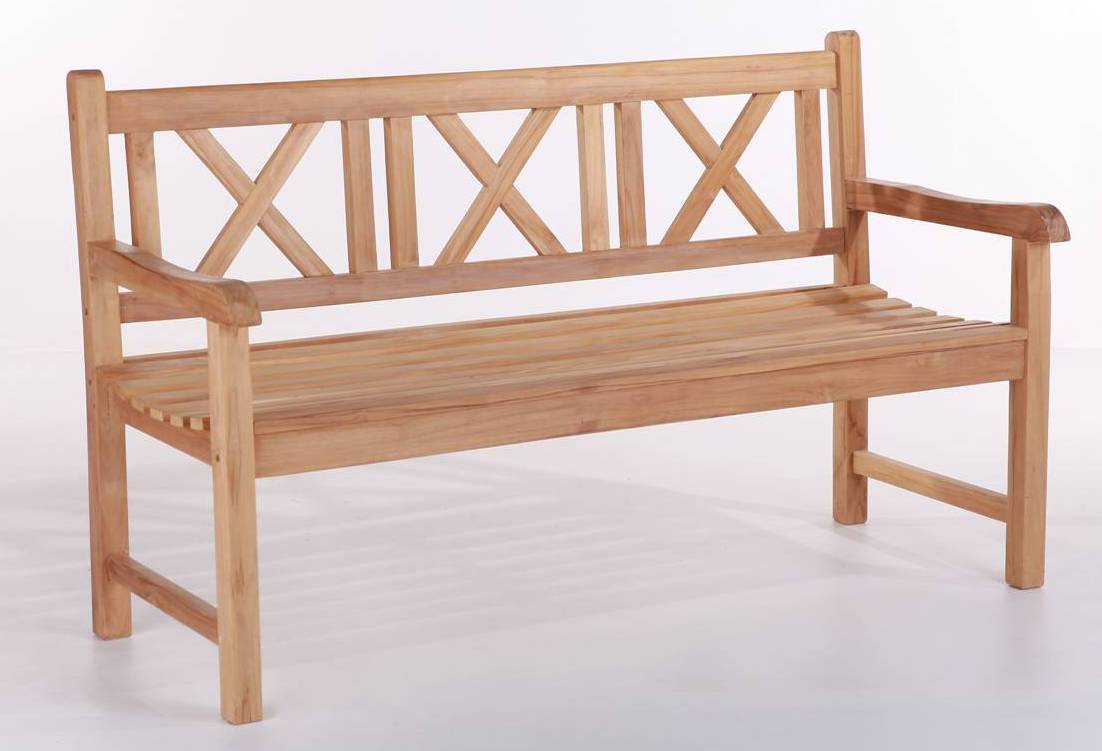 Bänk med kryss Lønstrup 150 cm 3 personer klass C teak
