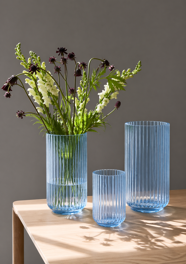 Lyngby - Vas 15 cm - Ljusblått glas