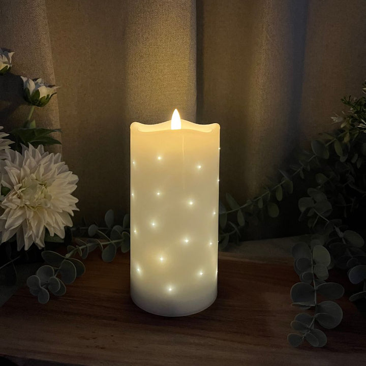 LED-blocklampa - Twinkle plast vit - stor