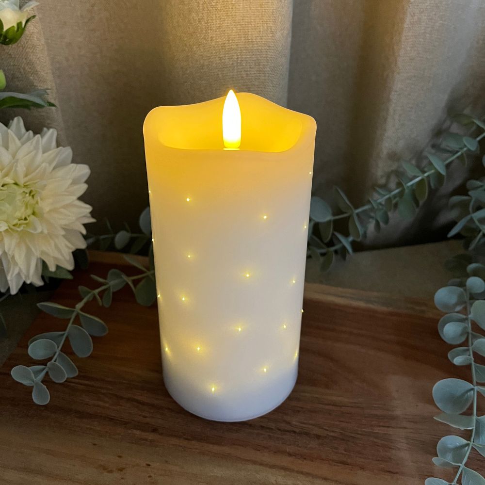 LED-blocklampa - Twinkle plast vit - stor