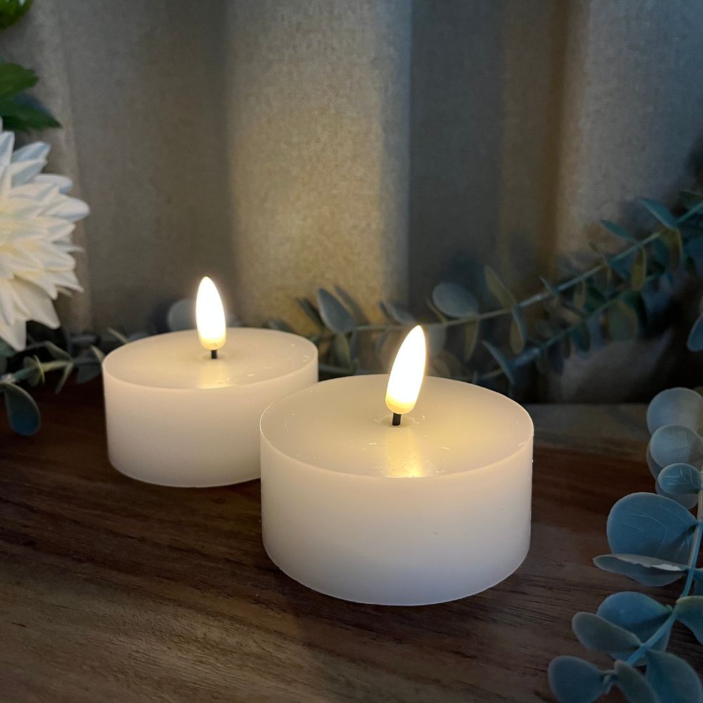 LED jumbo värmeljus 2 st. i vitt vax