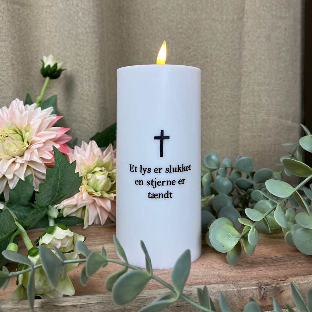 LED-gravlampa "Ett ljus är släckt, en stjärna är tänd" med timer