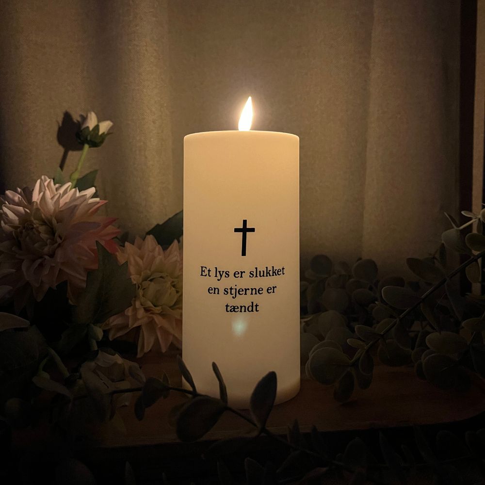 LED-gravlampa "Ett ljus är släckt, en stjärna är tänd" med timer