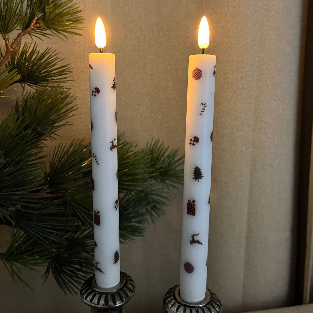 LED-ljusljus 2 st. med julgirlangmotiv