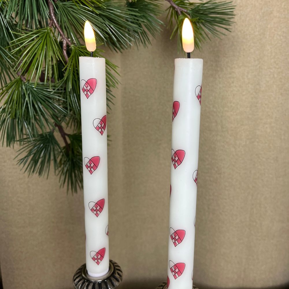LED-ljusljus 2 st. med julhjärtanmotiv