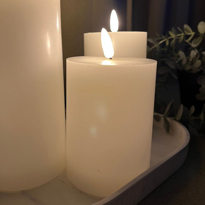 LED-blockljus - set om 3. i vitt - med fjärrkontroll