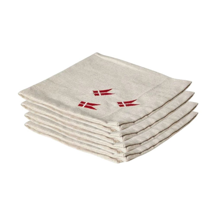 Servetter 4 st. i linne med flagga - 40x40 cm