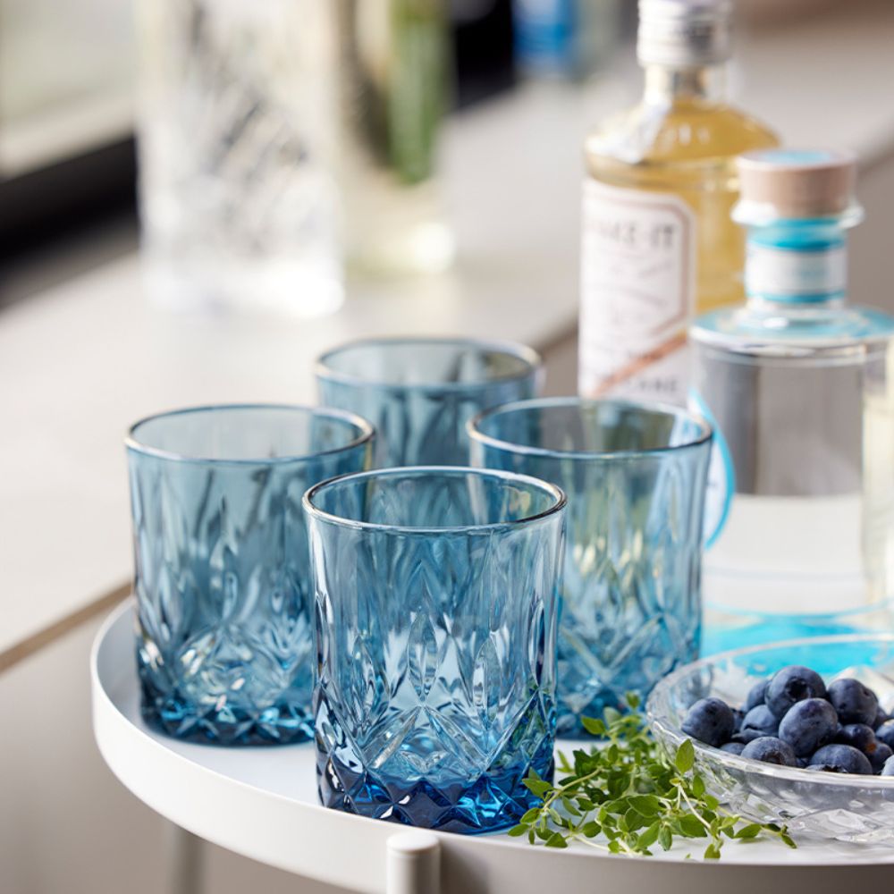 Lyngby Glas - Sorrento Whiskyglas 32 cl 4 st. Blå