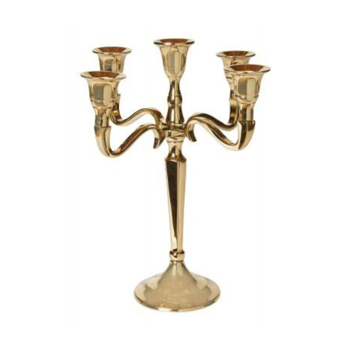 Ljusstake med 5 armar 27 cm guldfärgad