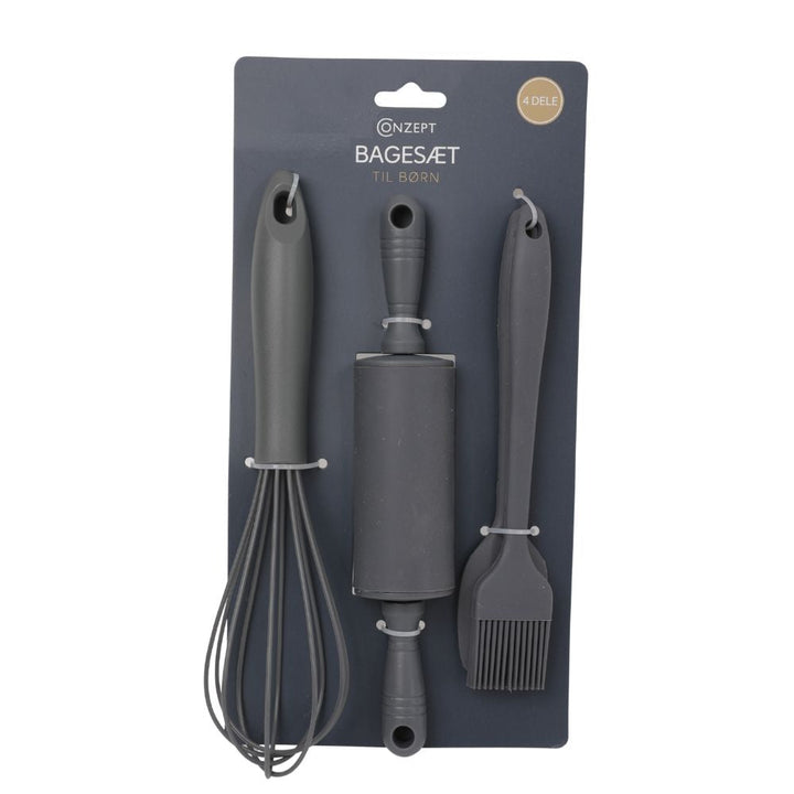 Conzept bakset för barn 4 delar silikon grå