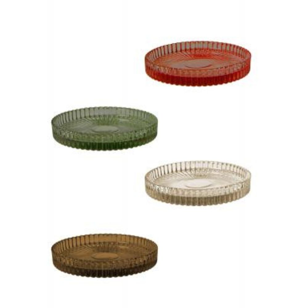 Glasfat för dekorationer Ø9,8 cm i färgat glas - blandat