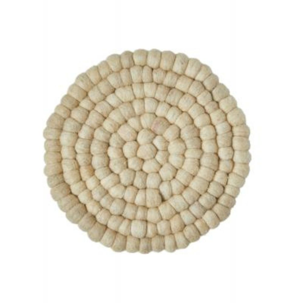 Underlägg mini prickar ull Ø20 cm naturfärgad