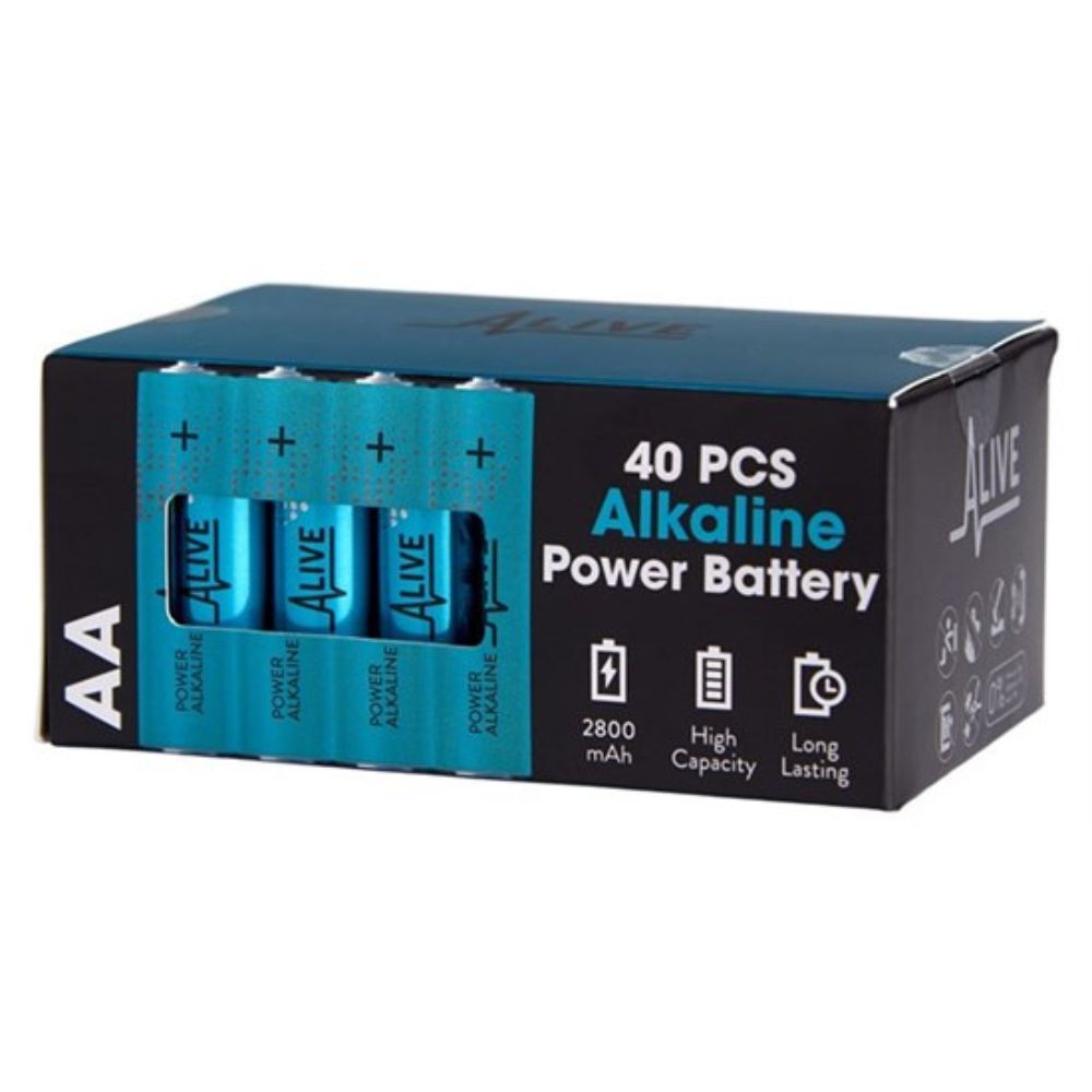 Alkaliska - batterier AA - 40-pack