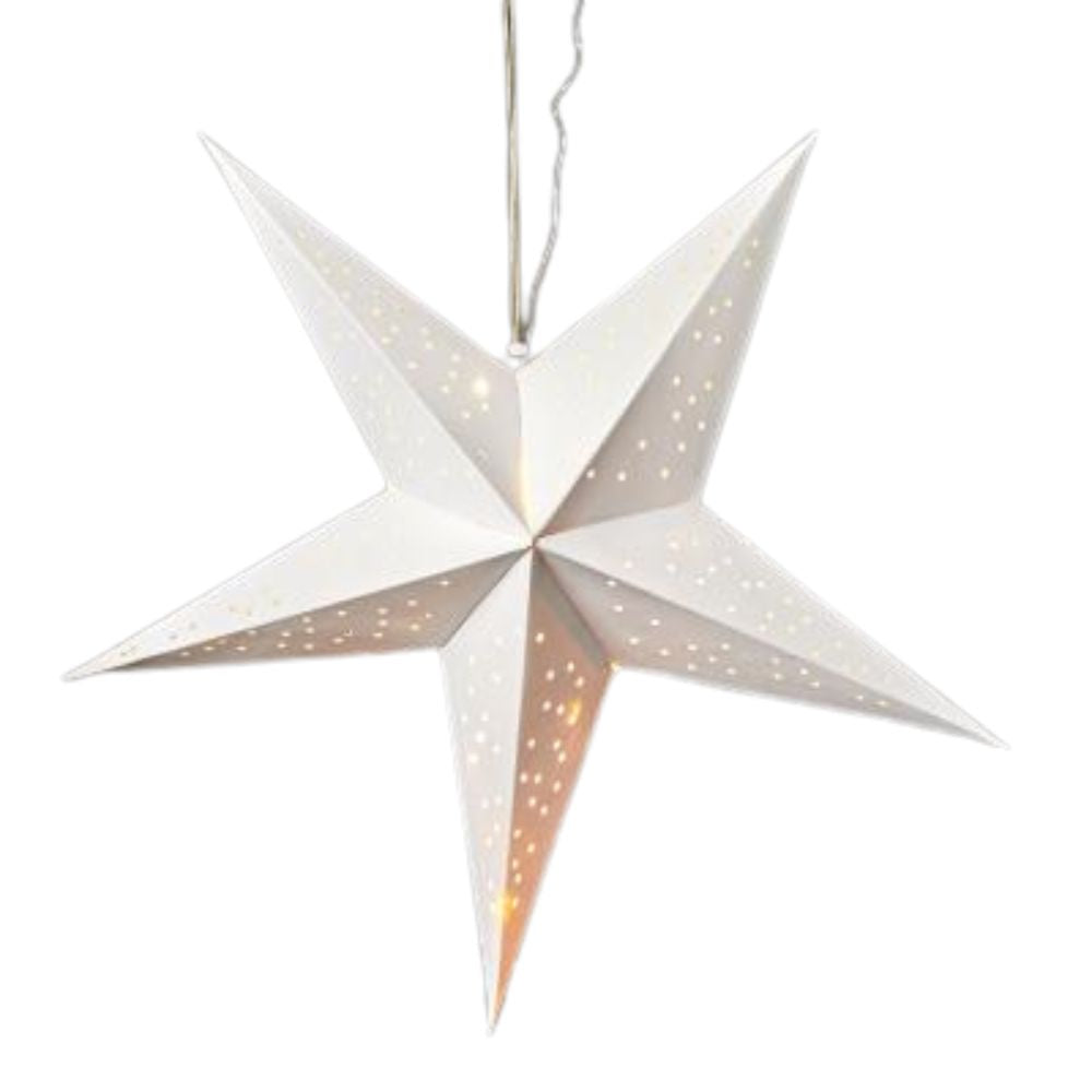 Pappersstjärna 60 cm med 10 LED-batterilåda vit