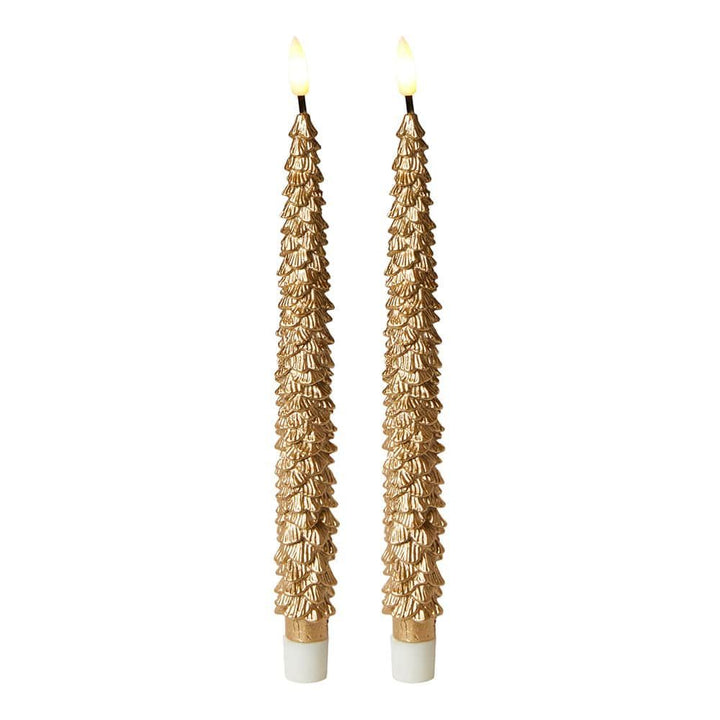 LED-ljusljus - julgran i guld 2 st. 25 cm med fjärrkontroll
