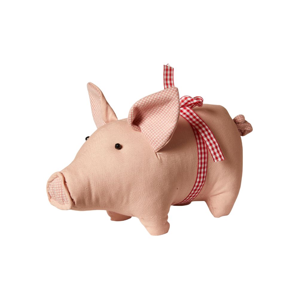 Julgris med rosett 23x13x12 cm rosa