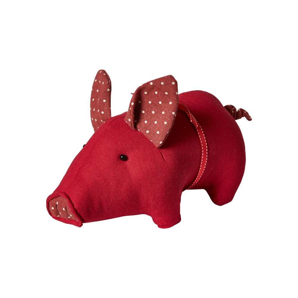 Julgris med rosett 23x13x12 cm röd