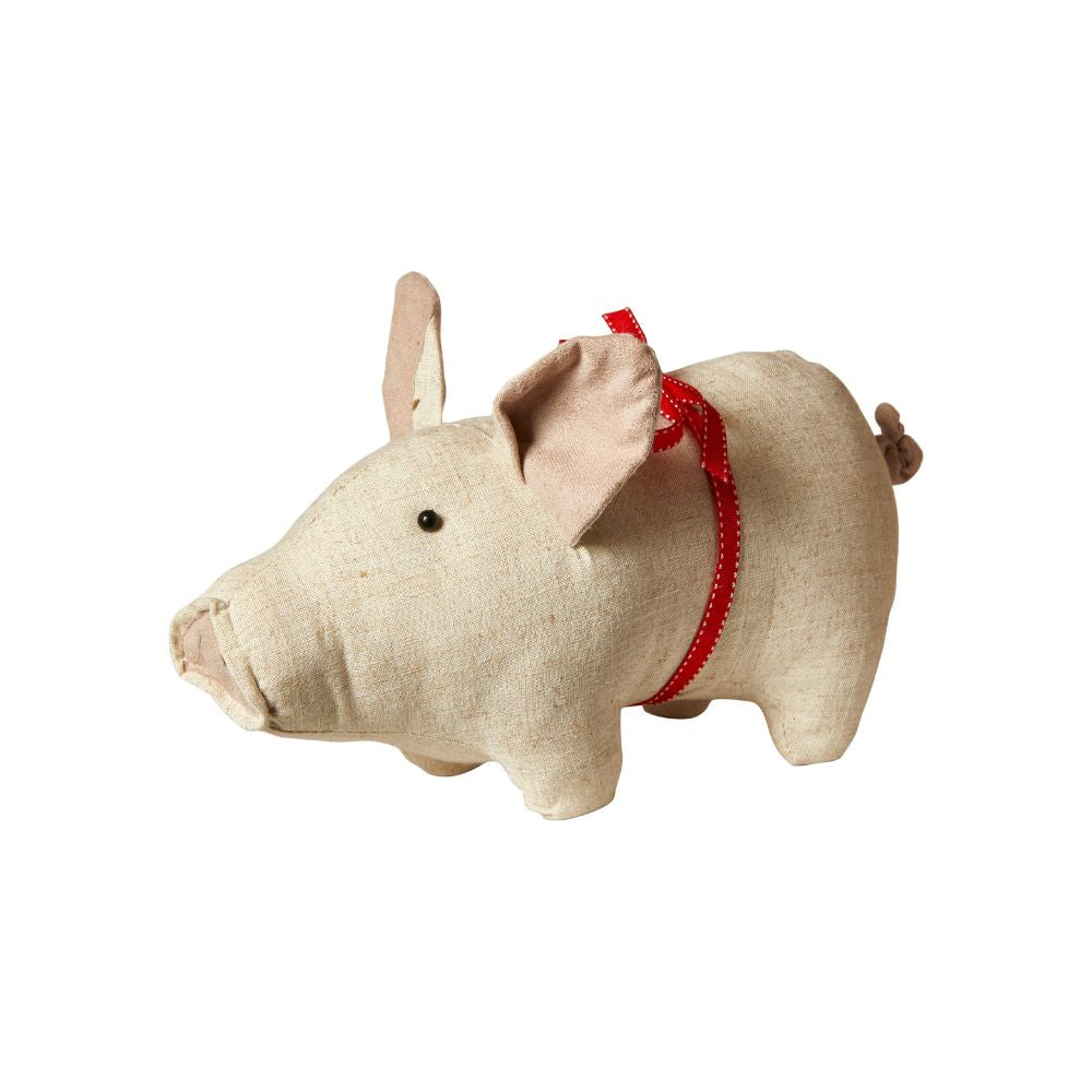 Julgris med rosett 23x13x12 cm sand