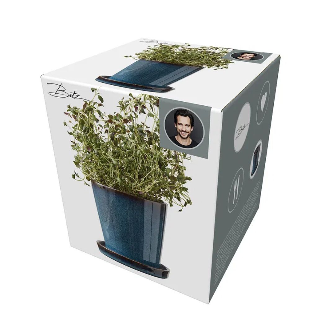 Bitz - Blomkrukaskinn 10cm blå/svart