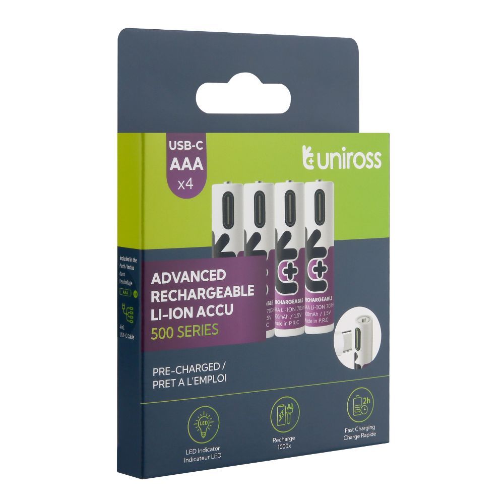 Uniross - Uppladdningsbara batterier AAA - 4-pack