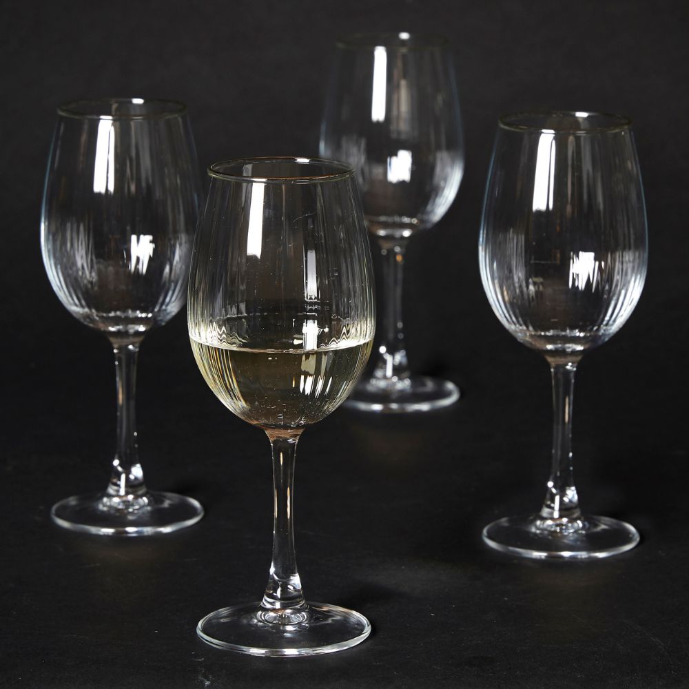 Vitvinsglas 35 cl. räfflat med guldkant - 4 st.