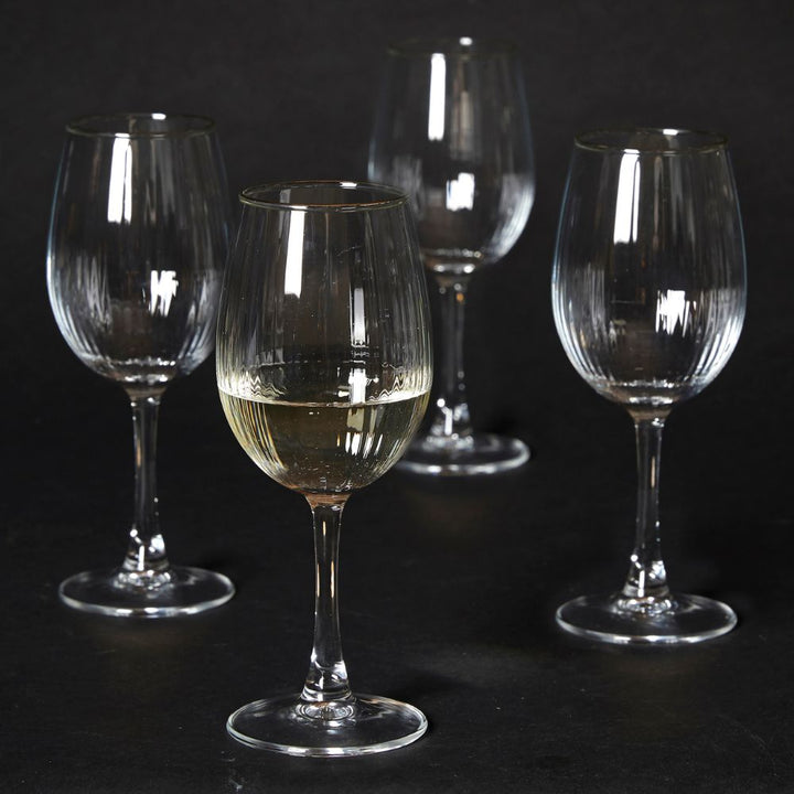 Vitvinsglas 35 cl. räfflat med guldkant - 4 st.