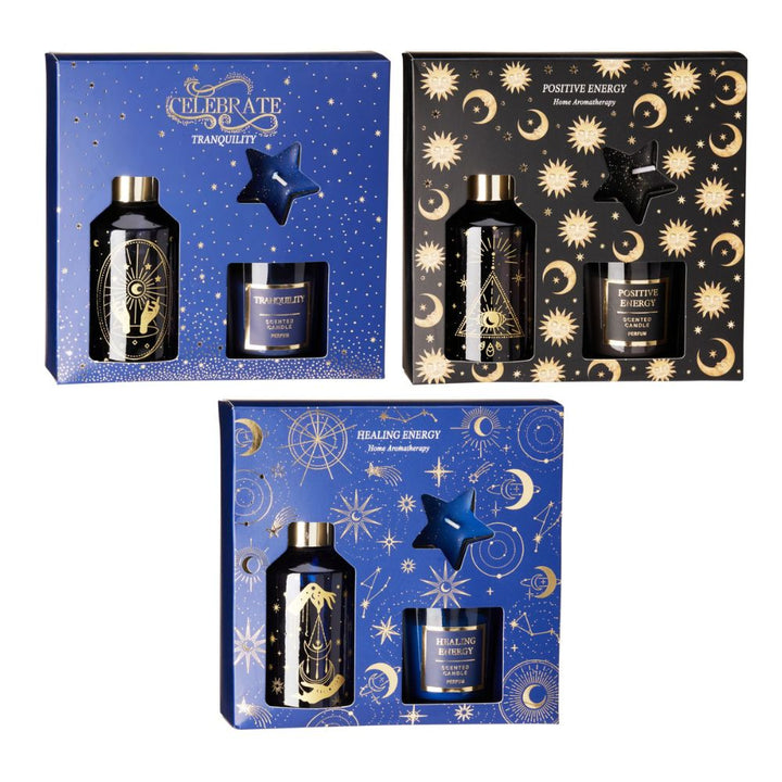 Presentset med rökelsepinnar och doftljus - blandade designer