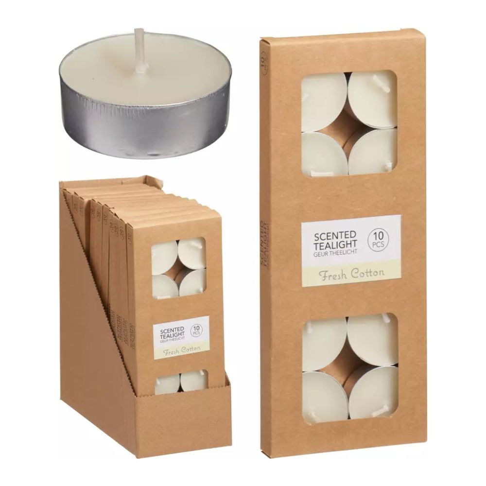 Värmeljus med fräsch bomullsdoft - 10 st.