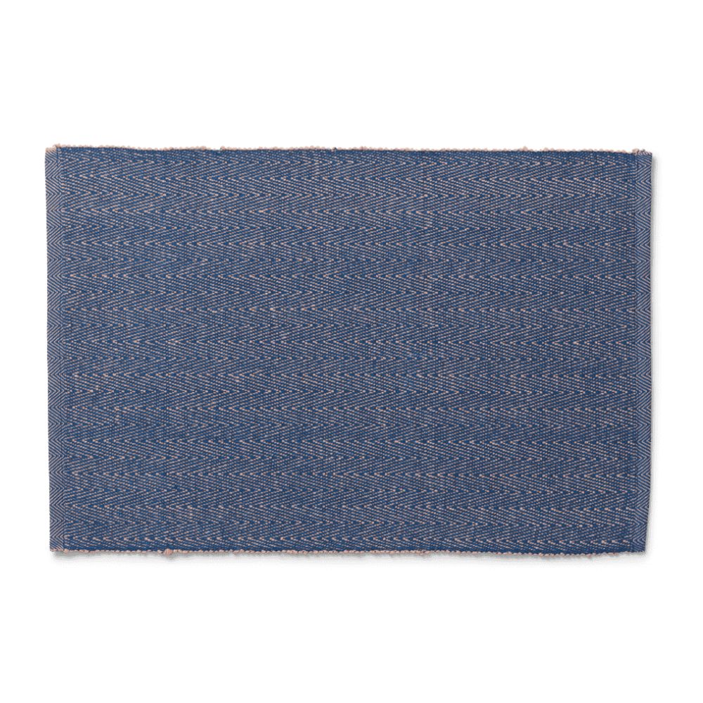 Lyngby porslin - Fiskbensmönstrad bordstablett 43x30 cm blå