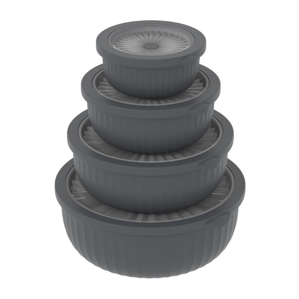 Daily - Runt förvaringsset med låg kant - 8 delar grå